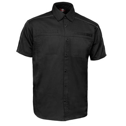 MMCC Men's Slipstream Black Gray Poly-Blend Mechanic Shirt - MDM11689