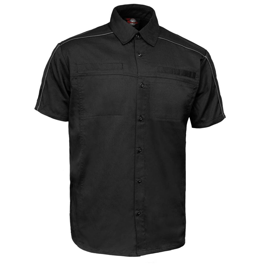 MMCC Men's Slipstream Black/Grey Mechanic Work Shirt - 100% Cotton w/ Microfiber Panel - MDM11689