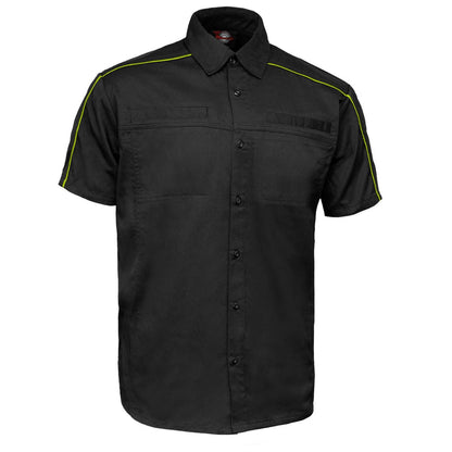 MMCC Men's Slipstream Black/Green Mechanic Work Shirt - 100% Cotton w/ Microfiber Panel - MDM11690