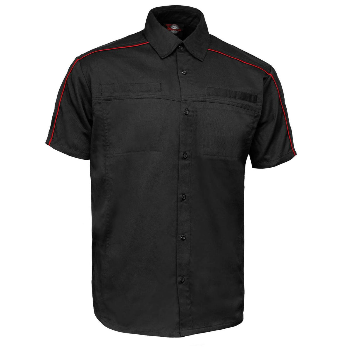 MMCC Men's Slipstream Black Red Poly-Blend Mechanic Shirt - MDM11691