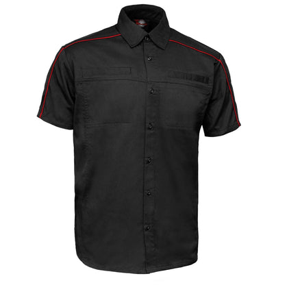 MMCC Men's Slipstream Black Red Poly-Blend Mechanic Shirt - MDM11691