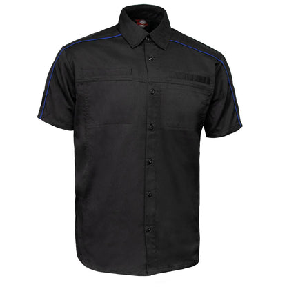 MMCC Men's Slipstream Black Royal Blue Classic Mechanic Shirt - 100% Cotton w/ Microfiber Panel - MDM11692