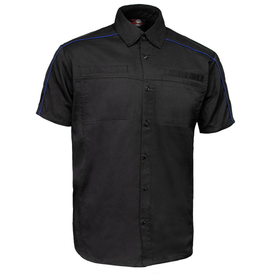 MMCC Men's Slipstream Black Royal Blue Classic Mechanic Shirt - 100% Cotton w/ Microfiber Panel - MDM11692