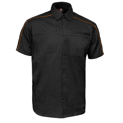 MMCC Men's Slipstream Black/OrangeMechanic Work Shirt - 100% Cotton w/ Microfiber Panel - MDM11693