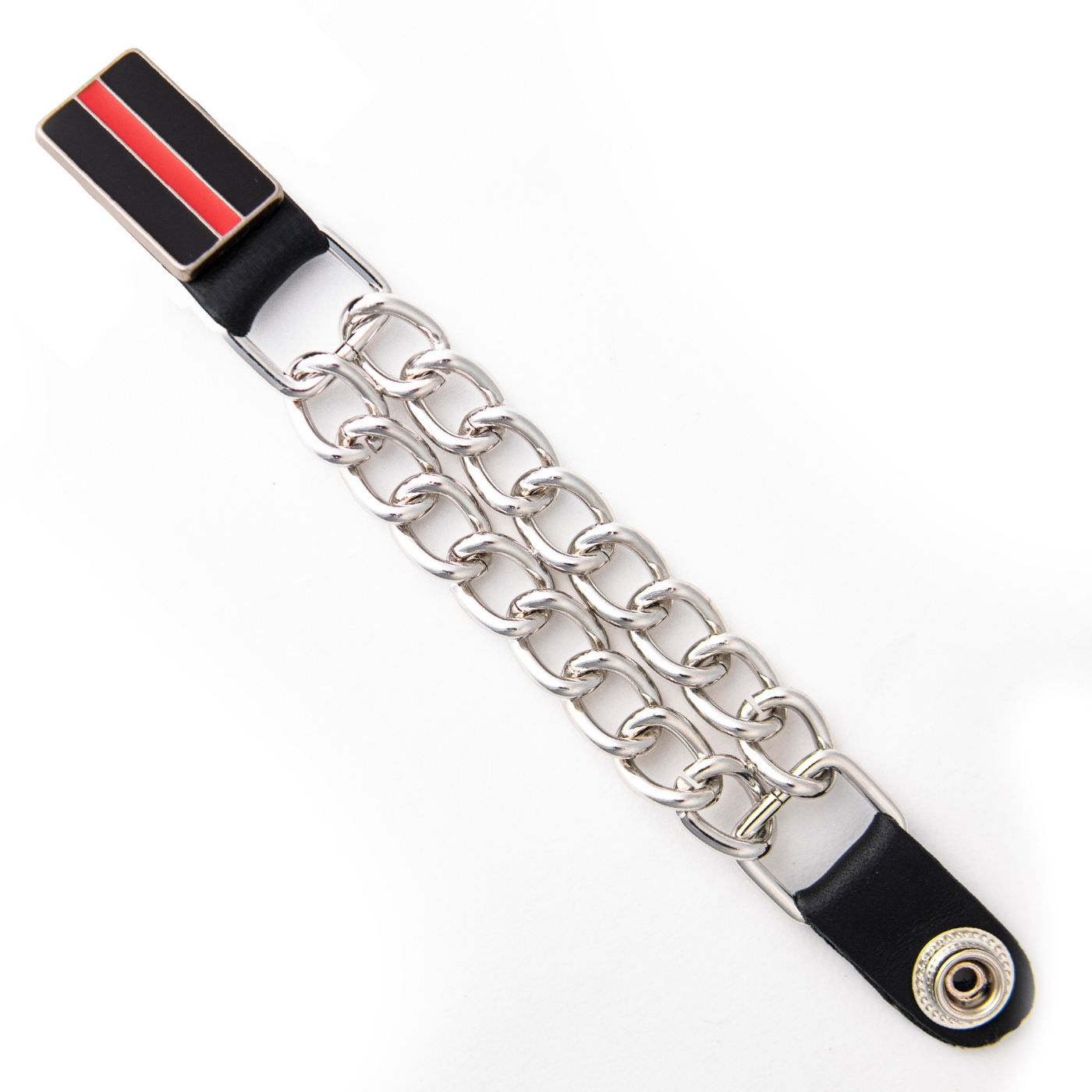 Milwaukee Leather Thin Red Line Medallion Vest Extender - Double Chrome Chains Genuine Leather 6.5" Extension MLA1028-Single