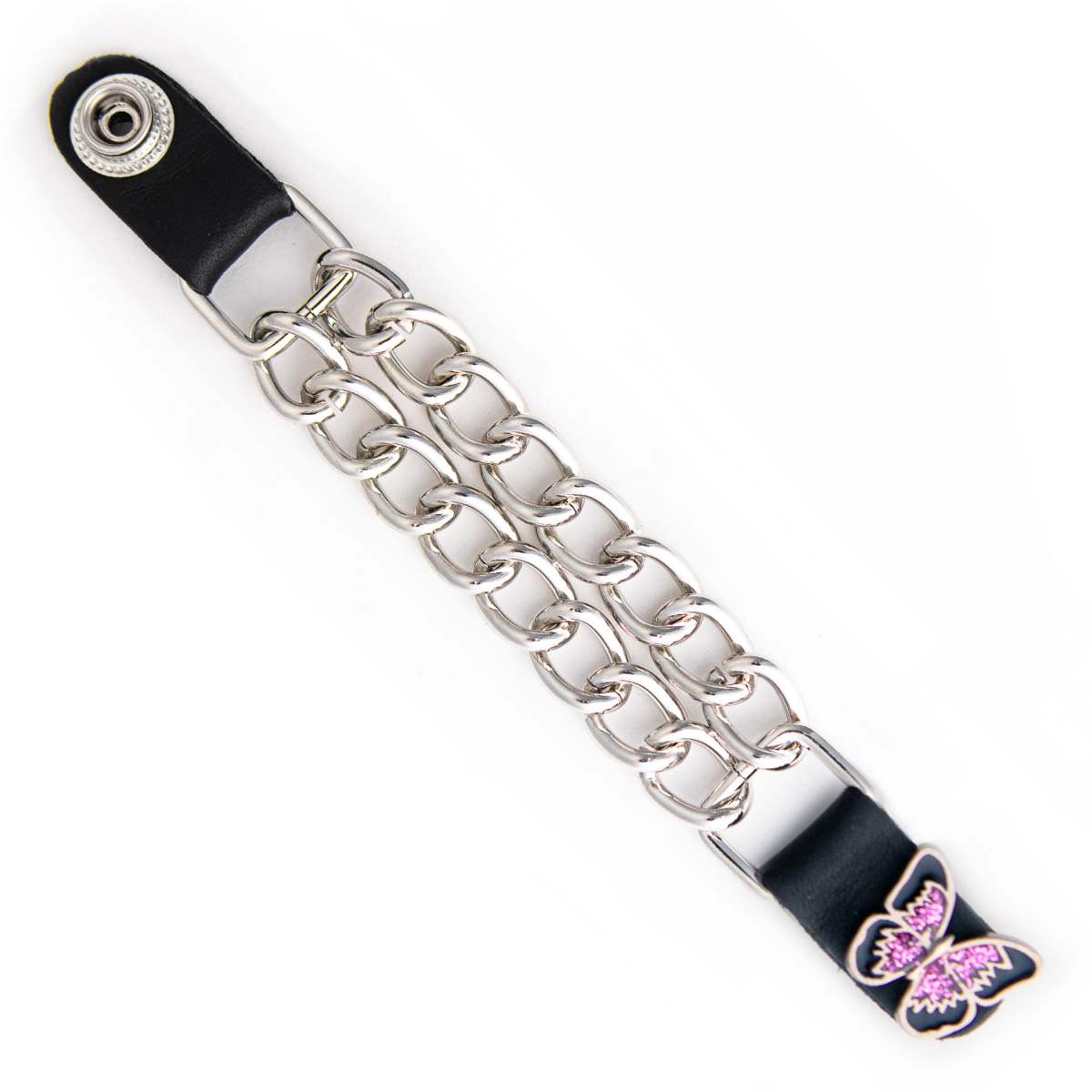 Milwaukee Leather 1-PC Vest Extender Purple Butterfly, Double Chrome Chains - 4-Inch - MLA1037-SINGLE