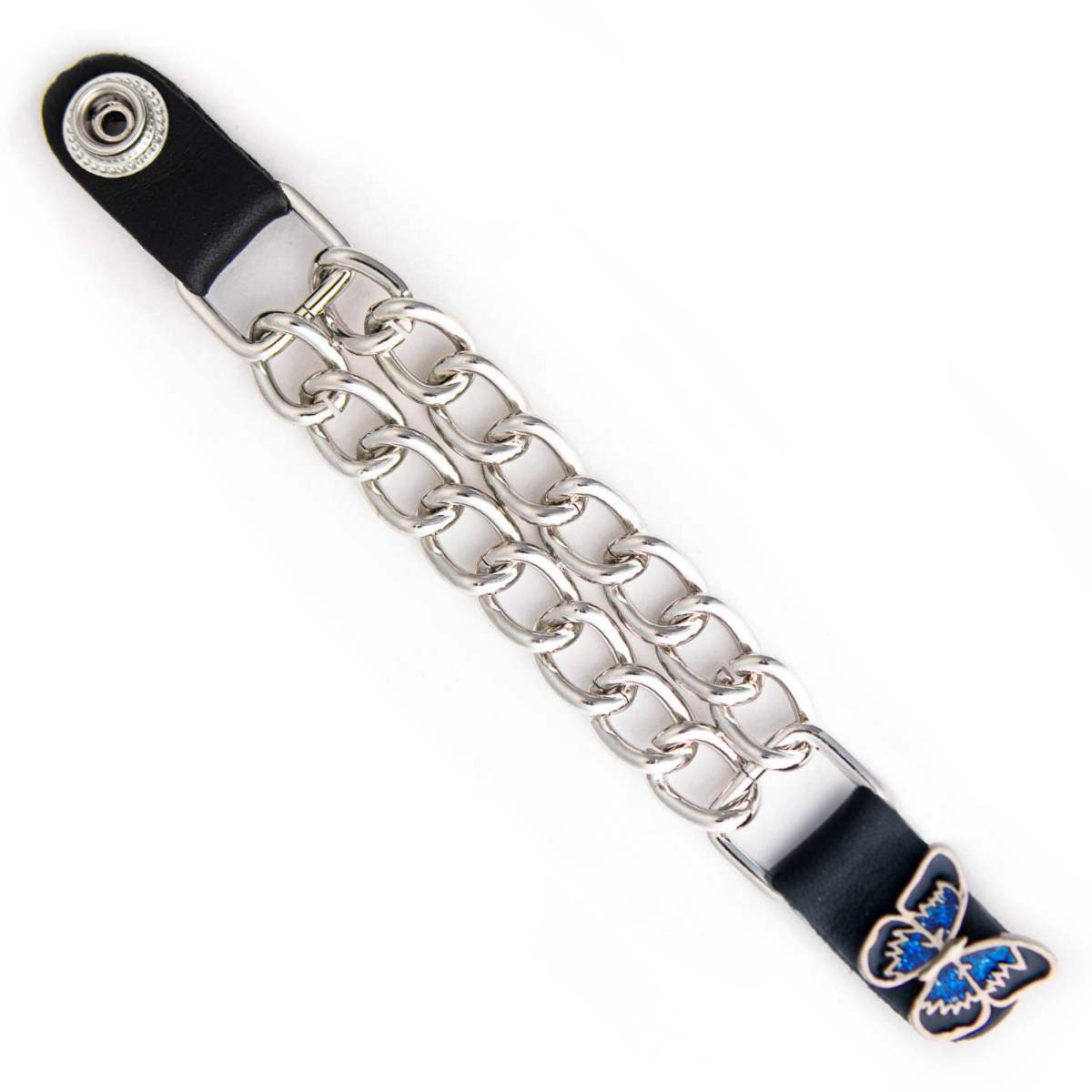 Milwaukee Leather 1-PC Vest Extender Blue Butterfly, Double Chrome Chains - 4-Inch - MLA1039-SINGLE