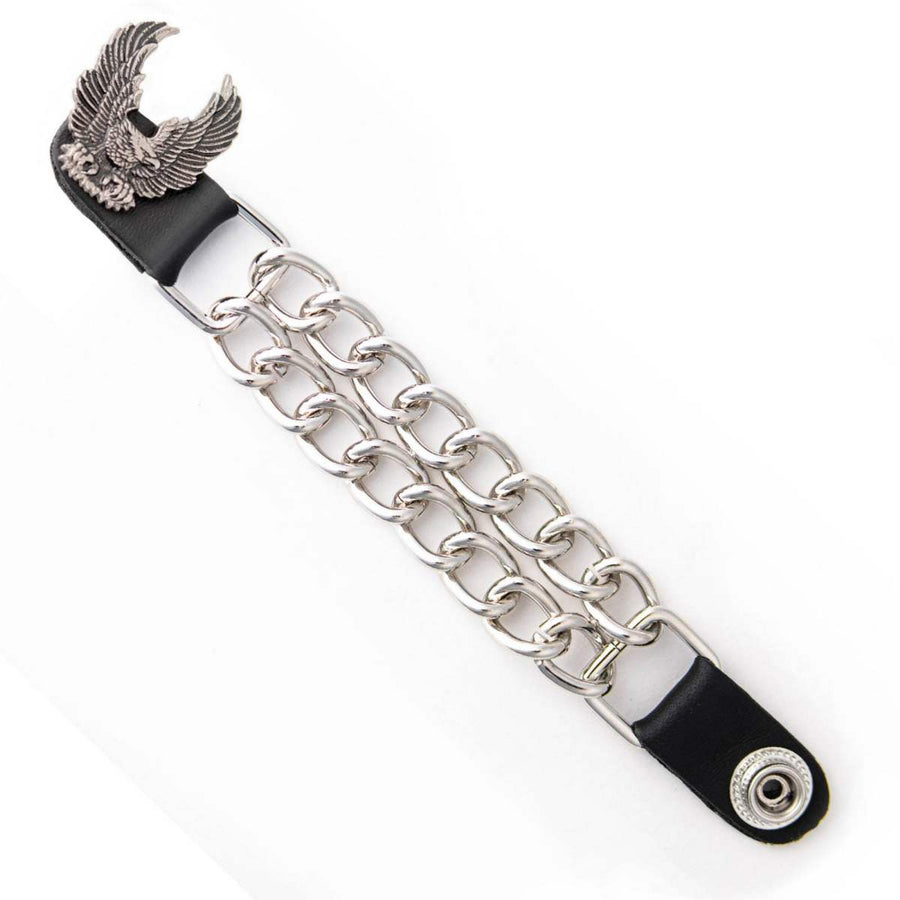 Milwaukee Leather 1-PC Vest Extender Eagle With Wings, Double Chrome Chains - 4-Inch - MLA1046-SINGLE