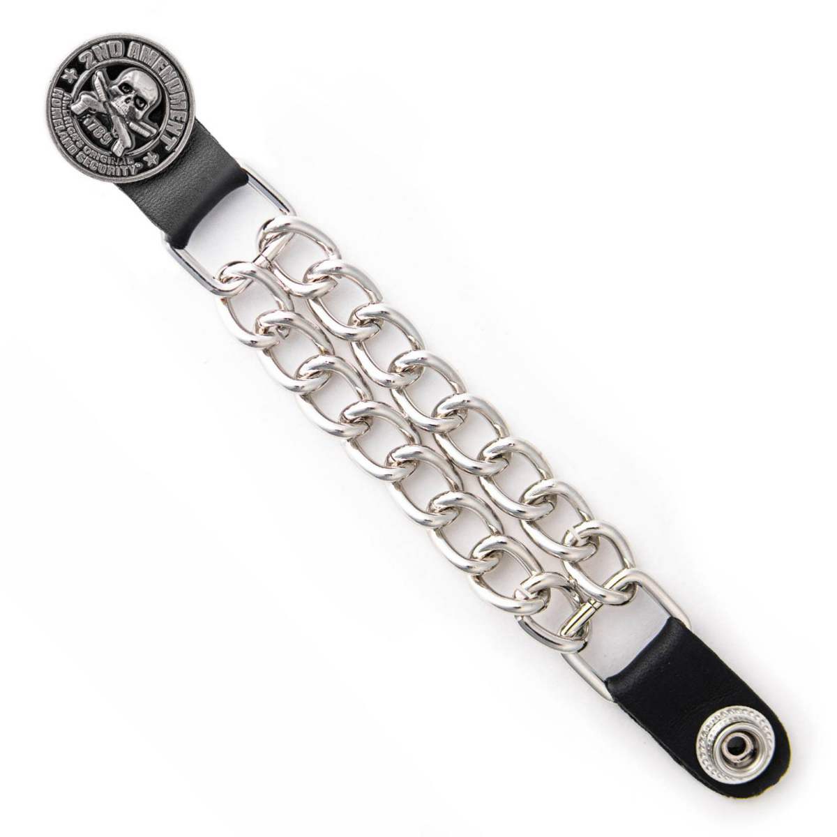 Milwaukee Leather 1-PC Vest Extender 2nd Amendment, Double Chrome Chains - 4-Inch - MLA1047-SINGLE