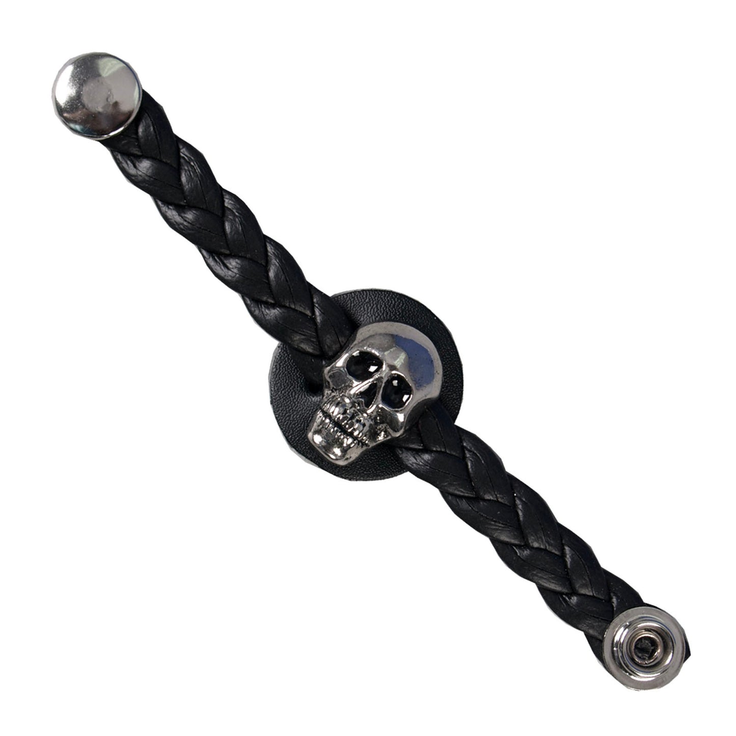 Milwaukee Leather Skull Medallion Vest Extender Genuine Leather Braided Strap 6.5" Extension MLA1064-Single