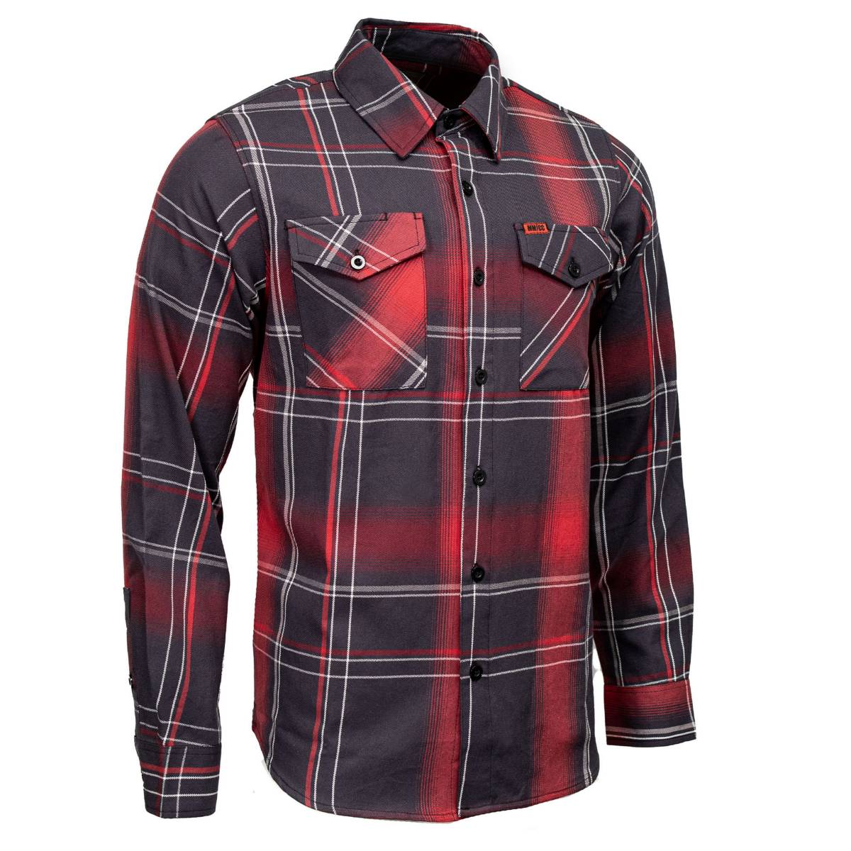 MMCC Scorpion Men's Red Black White Plaid Flannel Shirt - 100% Cotton Long Sleeve Button-Up - MMC11601