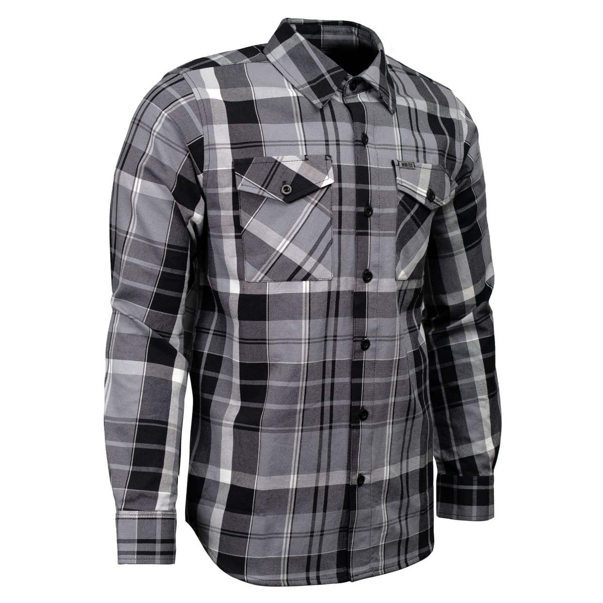 MMCC Men's Mastodon Gray Black White Cotton Long Sleeve Flannel Shirt - MMC11606