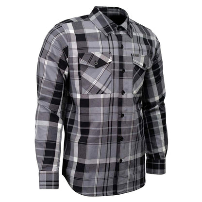 MMCC Men's Mastodon Gray Black White Cotton Long Sleeve Flannel Shirt - MMC11606
