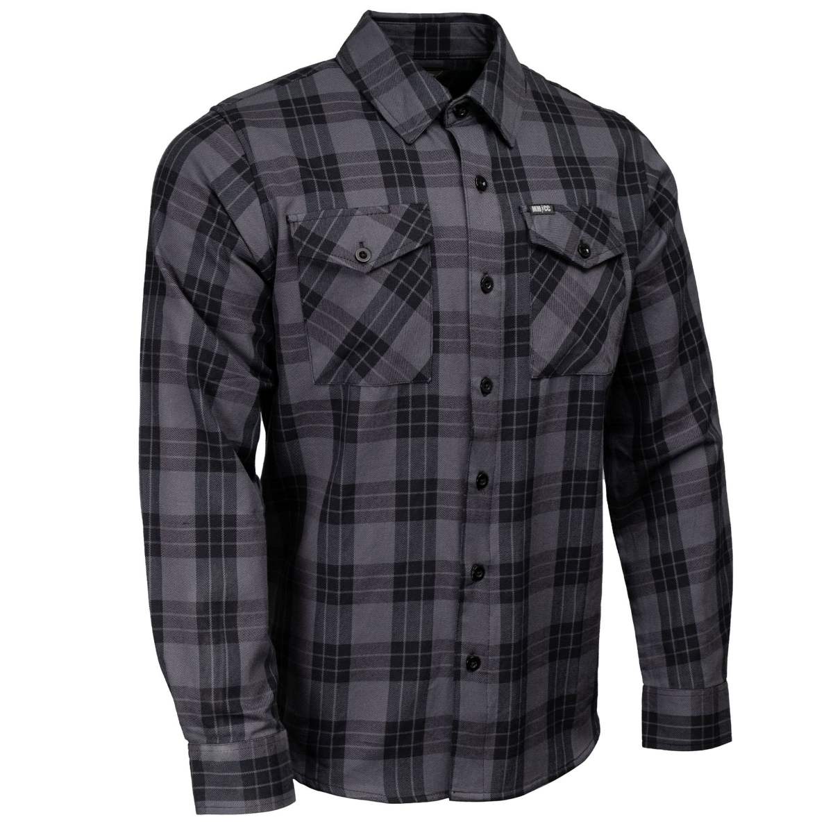 MMCC Men's Smoke Screen Gray Black Cotton Long Sleeve Flannel Shirt - MMC11607