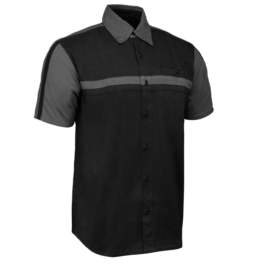MMCC Men's Gear Head Classic Mechanic Button Up Shirt - Dual Chest Pockets - Microfiber Panel - Rider Ready - MMC16011