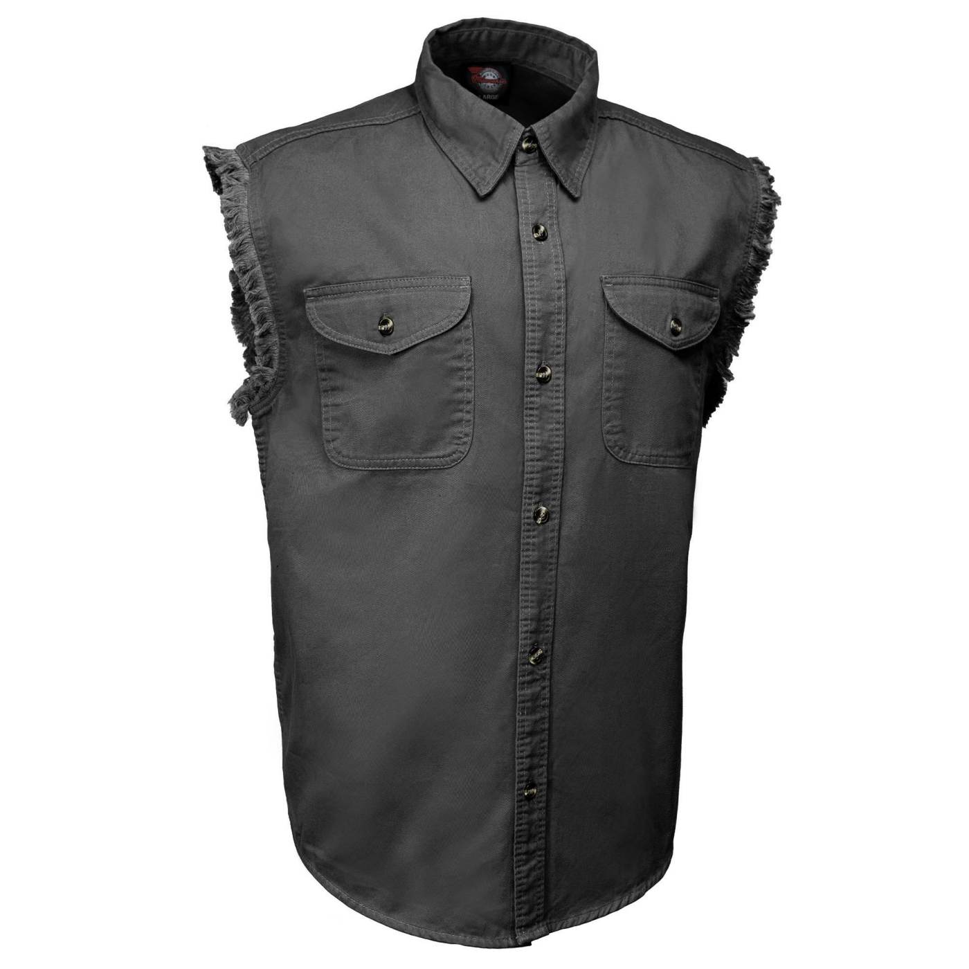 MMCC Men's Rustline Sleeveless Cut-Off Work Shirt - 100% Cotton, Dual Chest Pockets, Button Front - MMC16016