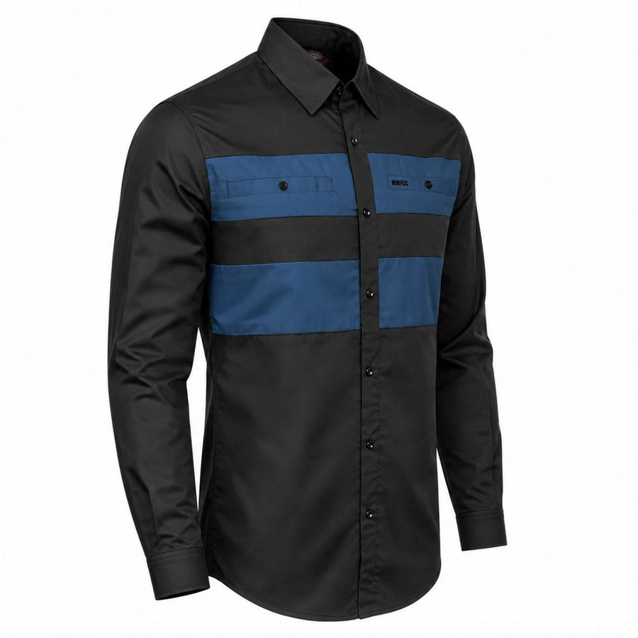 MMCC Men's Block Shift Long Sleeve Mechanic Shop Shirt - Microfiber Panel - MMC16154