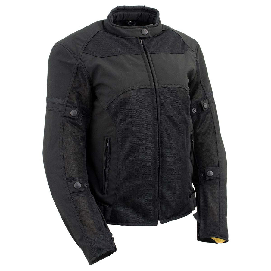 Milwaukee Leather Women's Cool Racer Black Textile Motorcycle Jacket w/ CE Armor - MPL22704