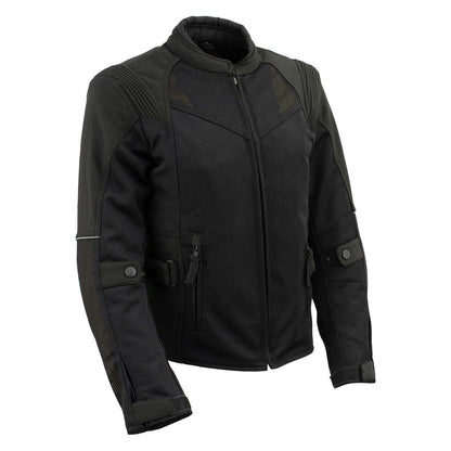 Milwaukee Leather Women's Be Cool Black Textile Motorcycle Jacket w/ CE Armor - MPL22705