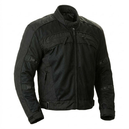 Milwaukee Leather Men's Devious Black Textile Motorcycle Jacket w/ CE Armor - MPM17025