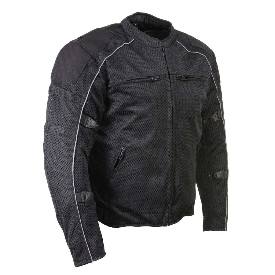 Milwaukee Leather Men's Troubled Black Textile Motorcycle Jacket w/ CE Armor - MPM17029