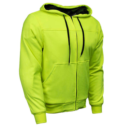 Milwaukee Leather Men's Neon-Green Streetguard Riding Hoodie - Aramid Reinforced with CE Shoulder and Elbow Armor - MPM1772