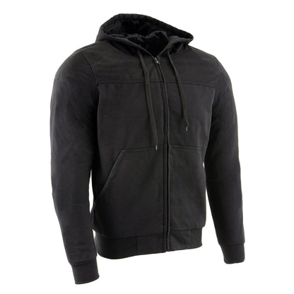 Milwaukee Leather Men's Black Streetguard Riding Hoodie - Aramid Reinforced with CE Shoulder and Elbow Armor - MPM1788