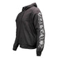 Milwaukee Leather Men's Bare Bones Black Reflective Skull CE Armored Riding Hoodie, Shoulder & Elbow Armor - MPM1797