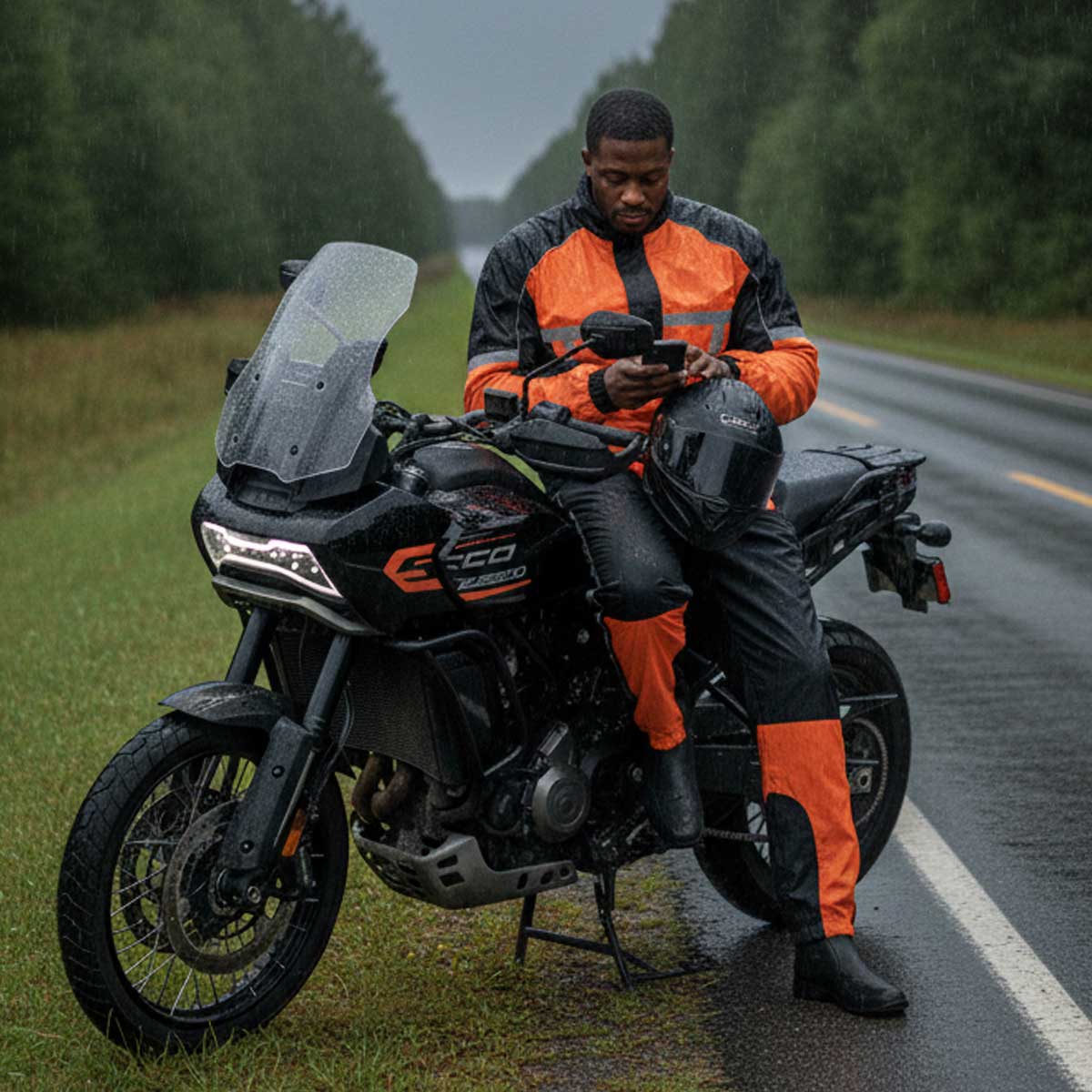 Milwaukee Leather MPM9510 Men's Black and Orange Motorcycle Water
