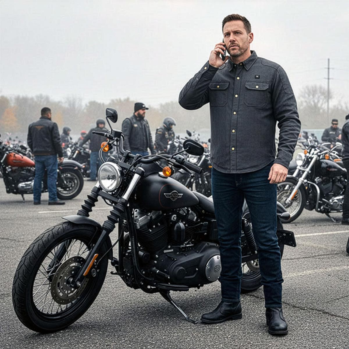 Nexgen Heat NXM1715SET Men's Scorcher Grey Heated Cotton Denim Jacket Shirt for Outdoor Activities