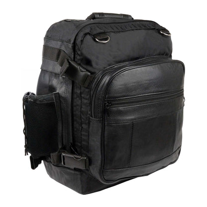 Milwaukee Leather SH54001 Medium Black Leather and Textile Motorcycle Cruiser Sissy Bar Bag Back-Pack