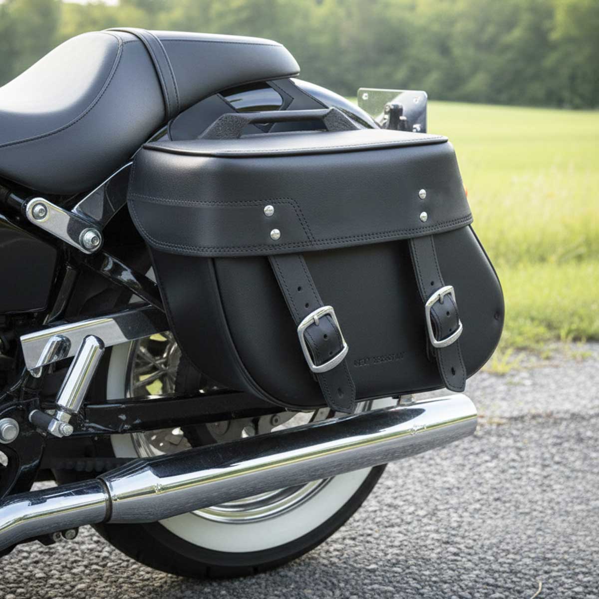 Milwaukee Leather SH592ZB Black Zip-Off PVC Throw Over Slanted Saddlebags