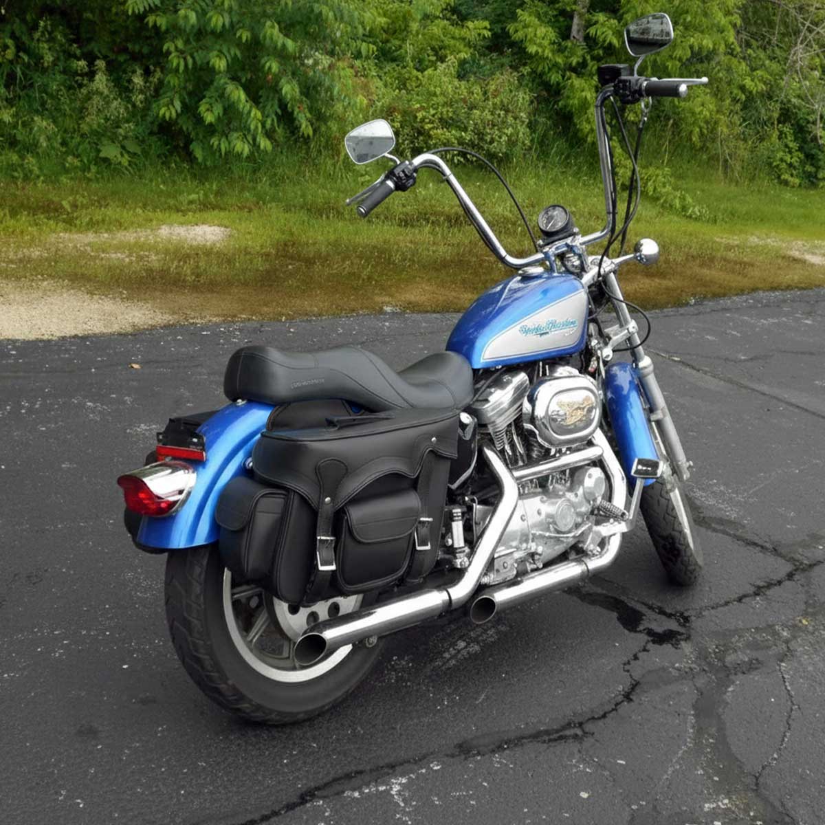 Milwaukee Leather SH66602 Zip-Off Double Pocket PVC Throw Over Motorcycle Saddlebags