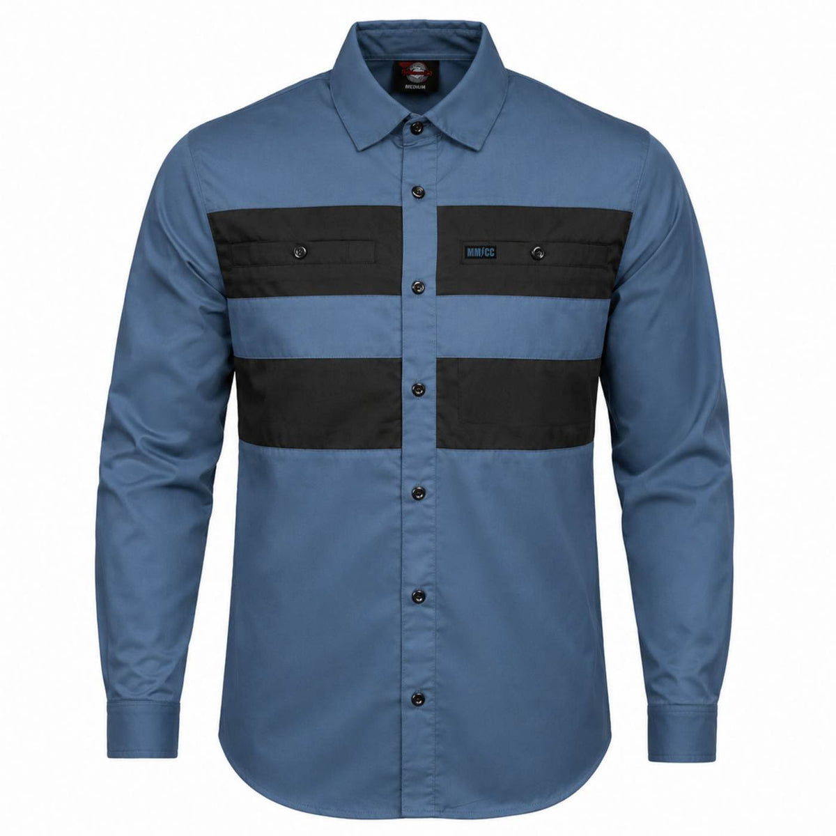 MMCC Men's Block Shift Long Sleeve Mechanic Shop Shirt - Microfiber Panel - MMC16155