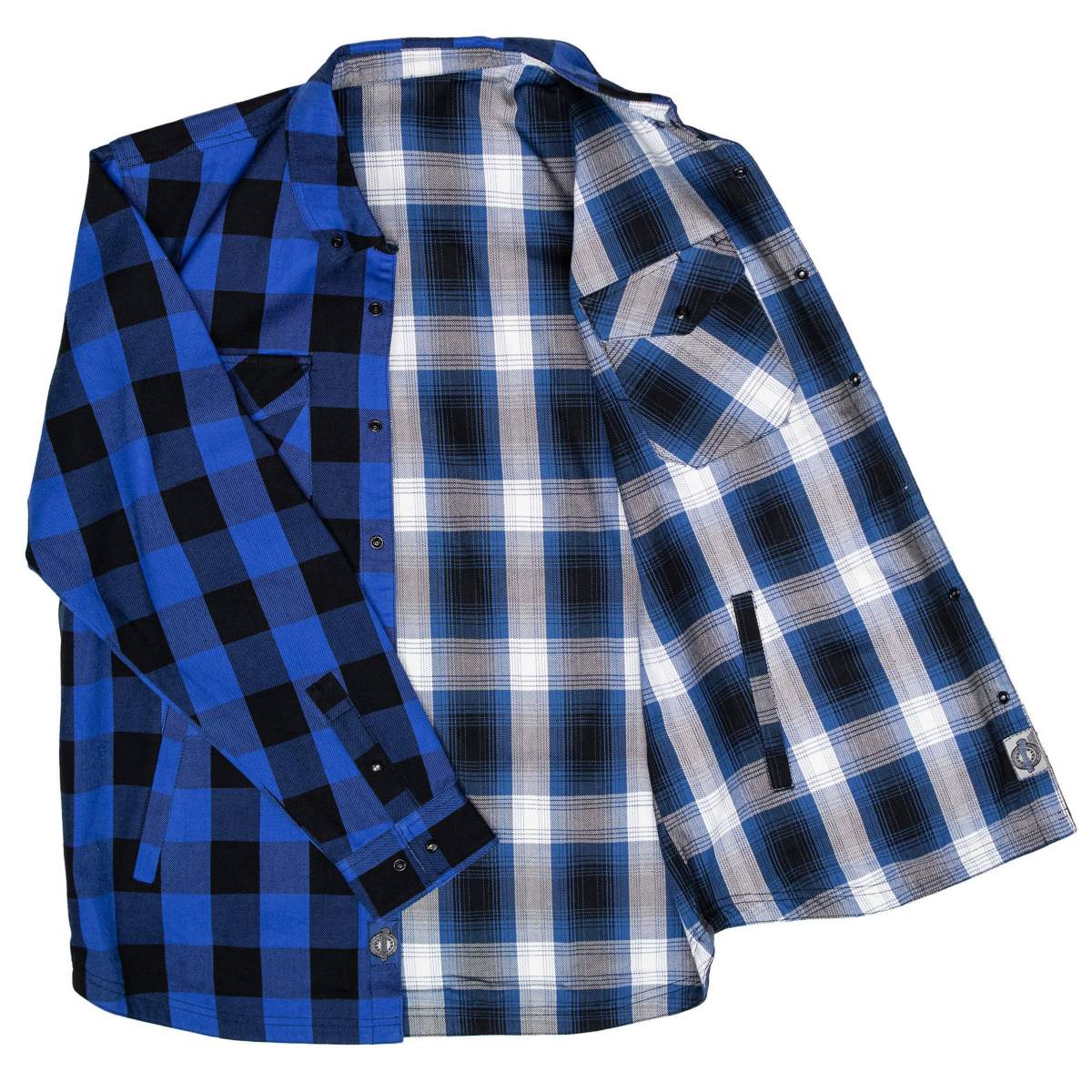 MMCC Men's 'Maverick' Reversible Flannel Shirt - 100% Cotton Snap Front Plaid w/ Chest and Hand Pockets - MNG11802