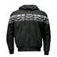 Milwaukee Leather Men's Bare Bones Black Reflective Skull CE Armored Riding Hoodie, Shoulder and Elbow Armor - MPM1798
