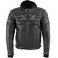 Milwaukee Leather Men's Futile CE Armored Leather Motorcycle Jacket w/ Hoodie Liner, Reflective Skull - LKM17016