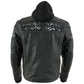 Milwaukee Leather Men's Futile CE Armored Leather Motorcycle Jacket w/ Hoodie Liner, Reflective Skull - LKM17016