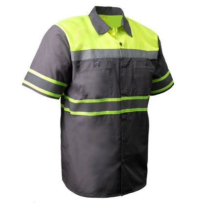MMMCC Men’s Safeway Green/Grey Mechanic Rider Ready Shirt w/ Reflective Strip MDM11615
