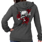 Hot Leathers GLZ4525 Ladies Skull Roses Dark Gray Hooded Sweatshirt