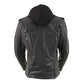 Milwaukee Leather LKL2739 Women's Black Premium Leather Vented Motorcycle Biker Jacket w/ Hoodie