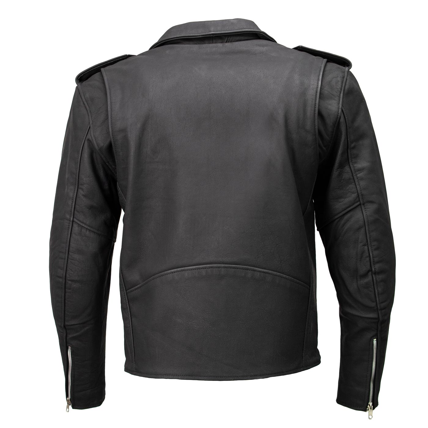 Milwaukee Leather LKM1702 Men's Vintage Flat Black Motorcycle Biker Leather Jacket w/ CE Armor Protection