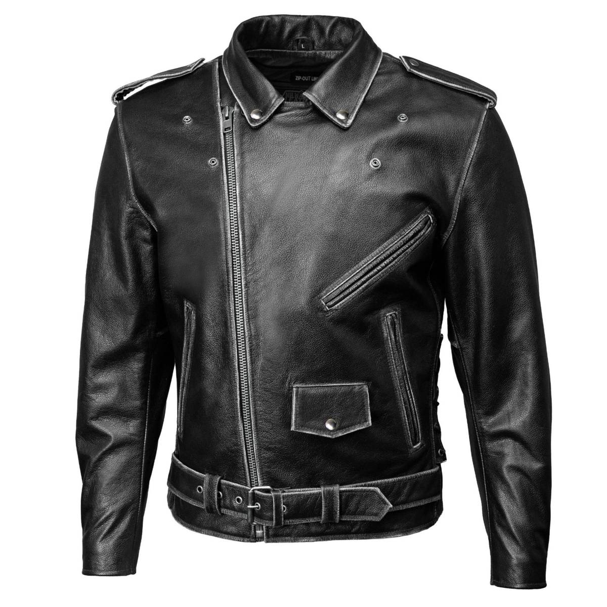 Milwaukee Leather Men's Live to Ride Classic Black Premium Leather CE Armored Motorcycle Jacket - Side Lace - LKM1706