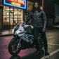 Milwaukee Leather Men's Black Leather Sporty Crossover Scooter Motorcycle Jacket w/ Reflective Piping - LKM1725