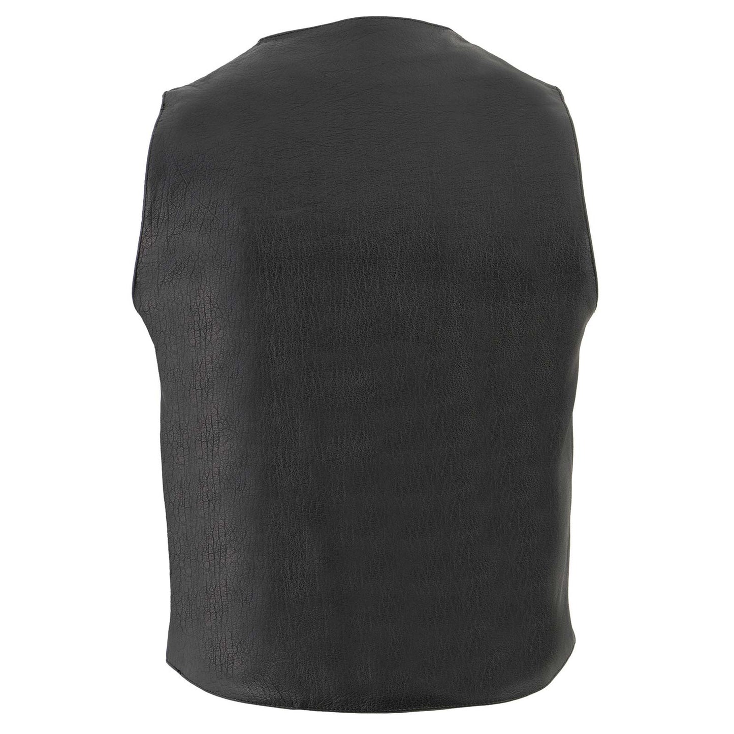 Milwaukee Leather LKM3700 Men's Classic Black Leather Motorcycle Rider Vest w/ Buffalo Nickel Snaps Closure