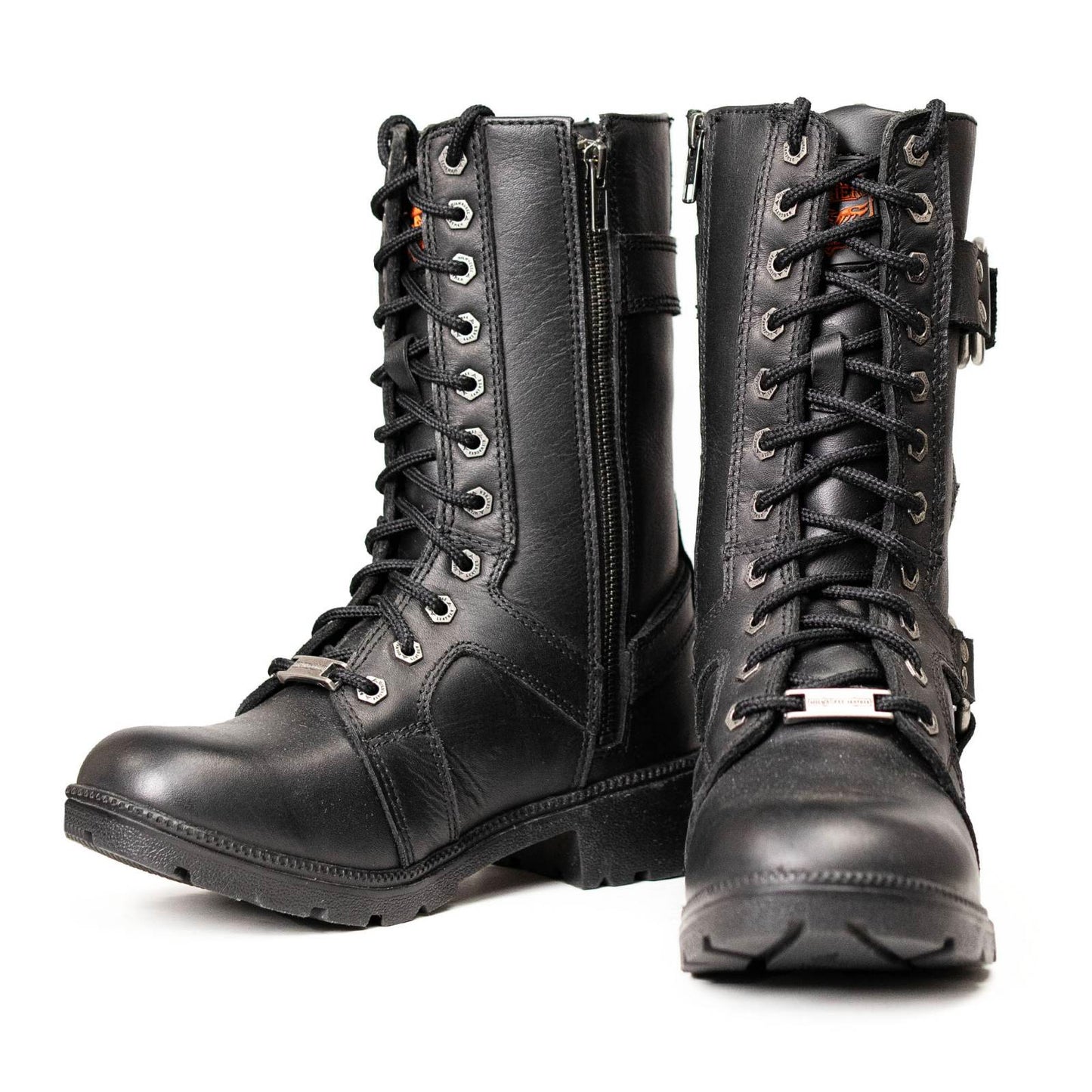Milwaukee Leather Women's Premium Leather Motorcycle Riding Boots - Lace-To-Toe Harness - Zipper Closure - MBL9391