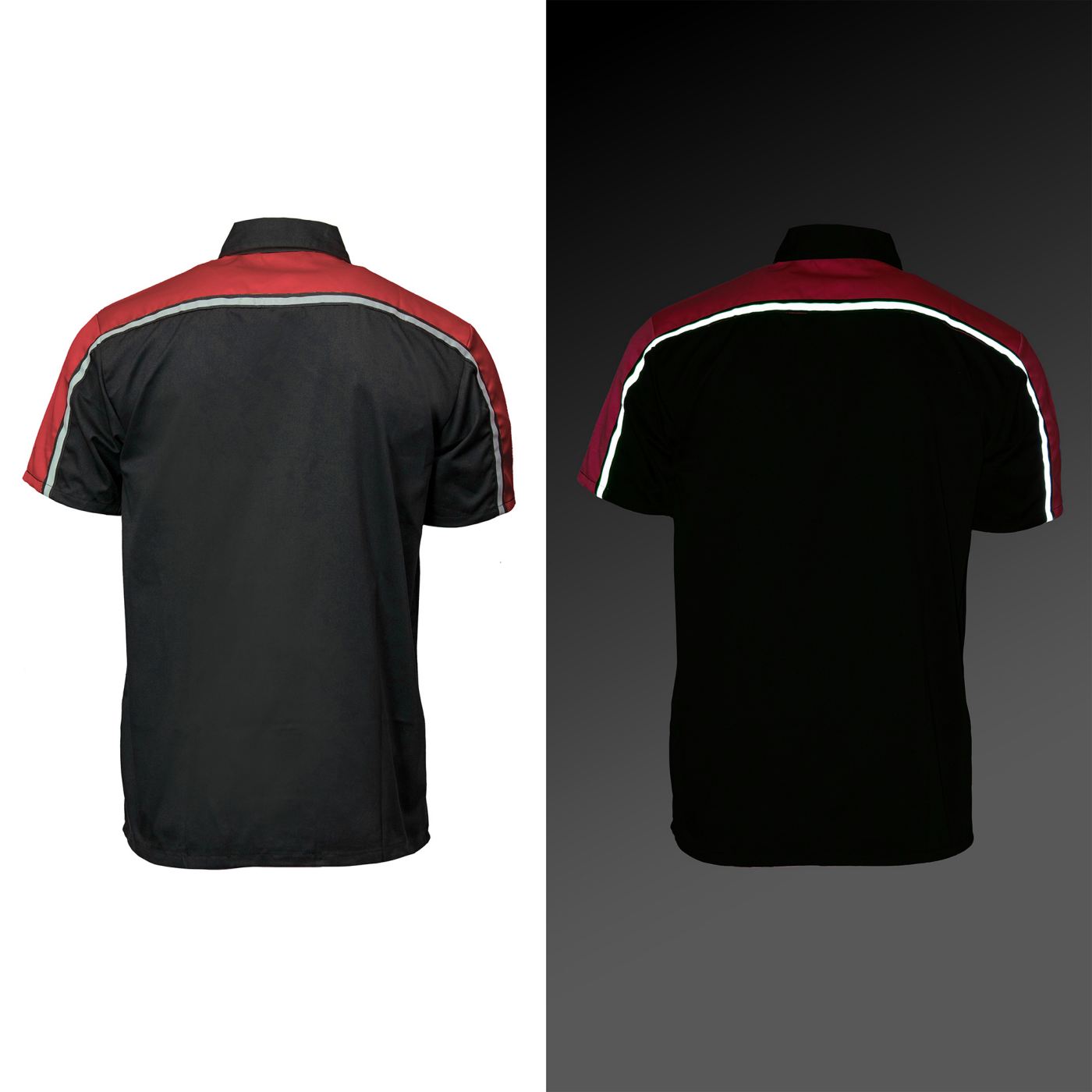 Milwaukee Motorcycle Clothing Co. MDM11606 Men's Black and Red Button Up Mechanic Shirt w/ Reflective Stripe
