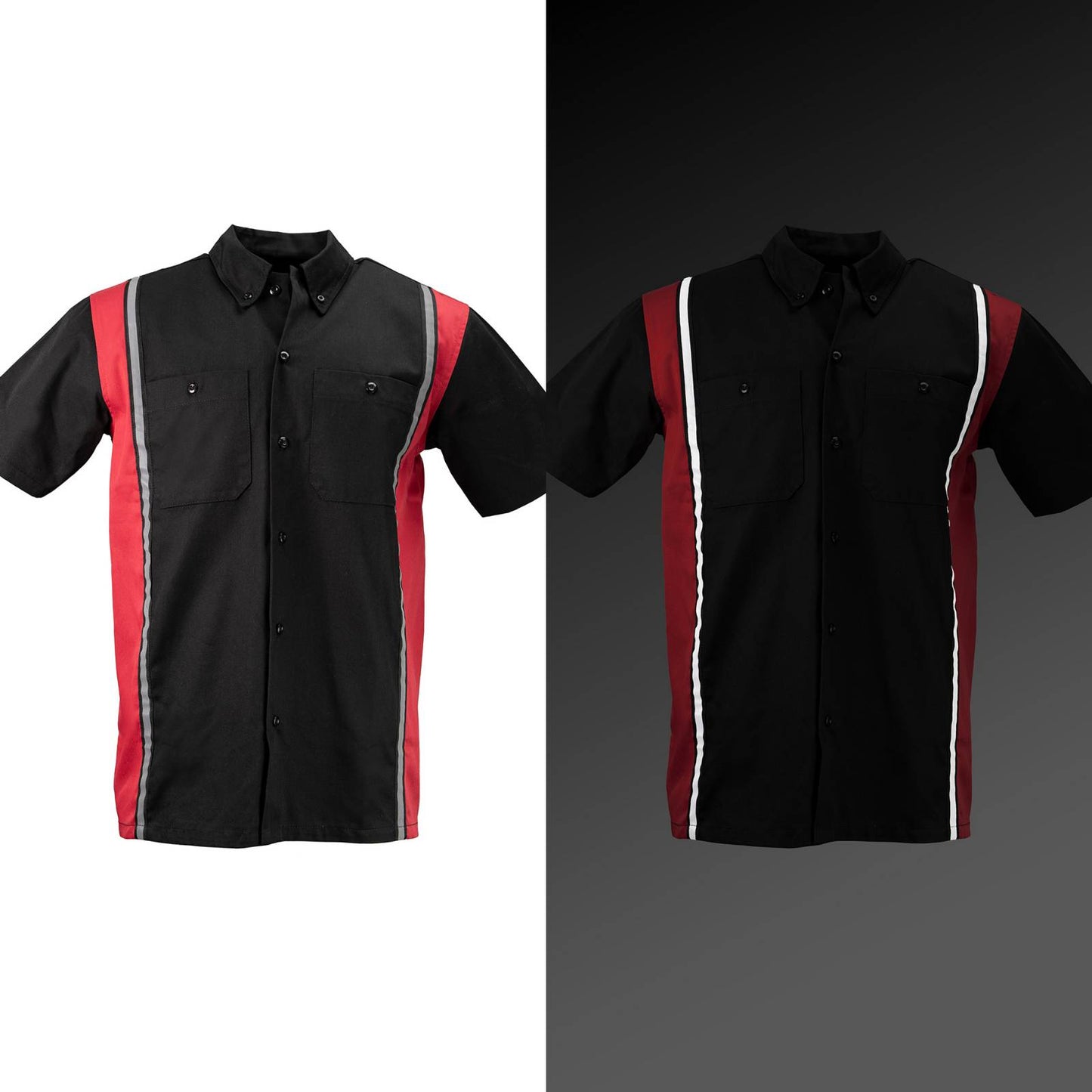 MMCC Men's Driftline Red Poly-Blend Mechanic Shirt - MDM11607