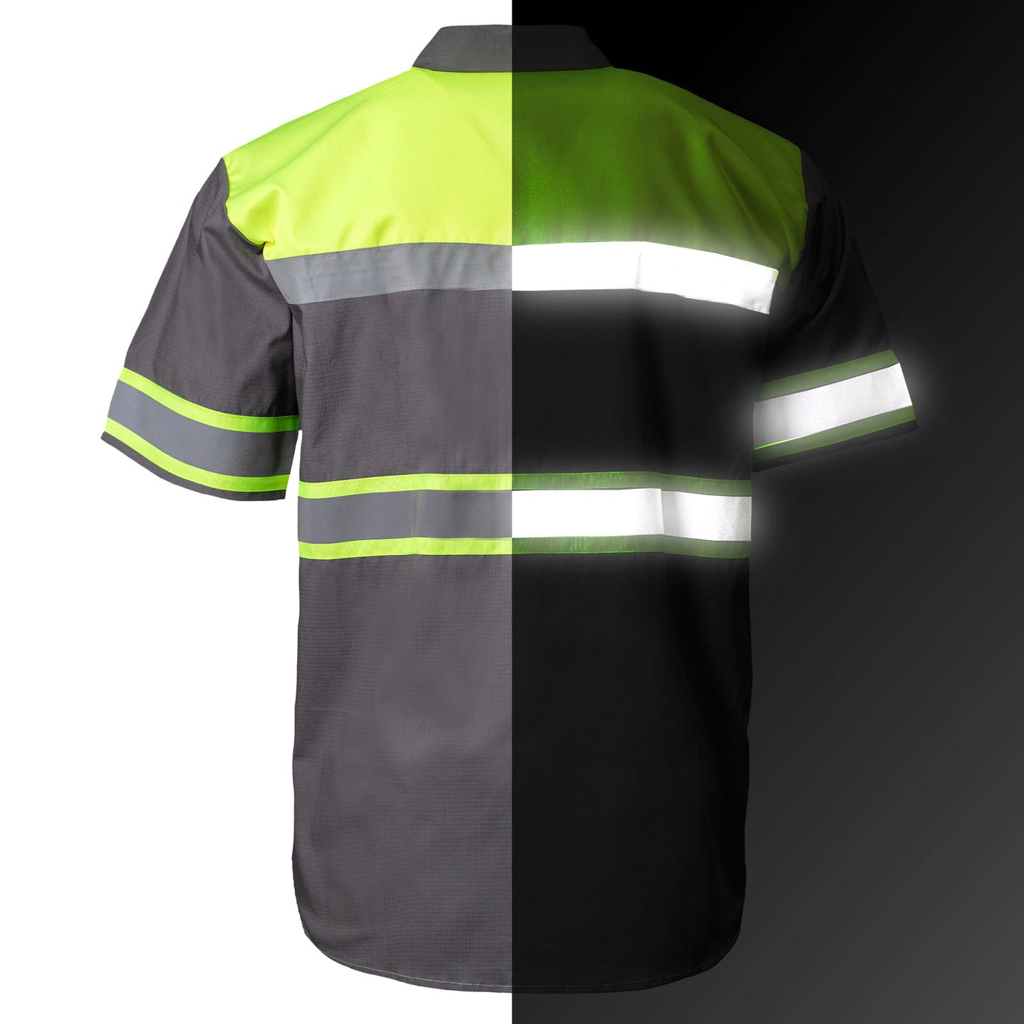 Milwaukee Motorcycle Clothing Co. Men’s Neon/Grey Mechanic Work Shirt – w / Reflective Strip, Rider‑Built MDM11615