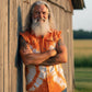 Biker Clothing Co. MDM11680 Men's Classic Orange and White Tie-Dye Button-Down Frayed Sleeveless Cut Off Shirt